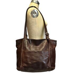 Brown Leather Tote Bag /  Purse Large  Zip Top